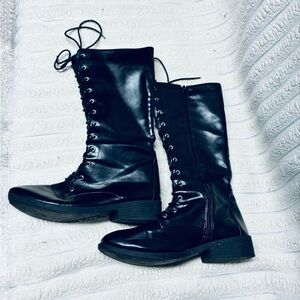 ✨ Black Lace-Up Combat Boots | Side Zip | Classic & Edgy ✨